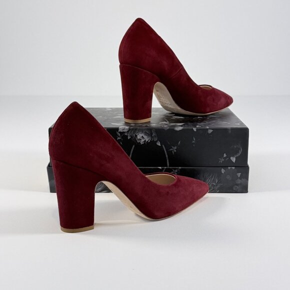 Mavette Burgundy Suede block heel pumps (Sz 39) - Picture 4 of 12